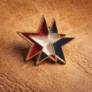 USA American Bursting Tri Star Red White Blue Lapel Pin